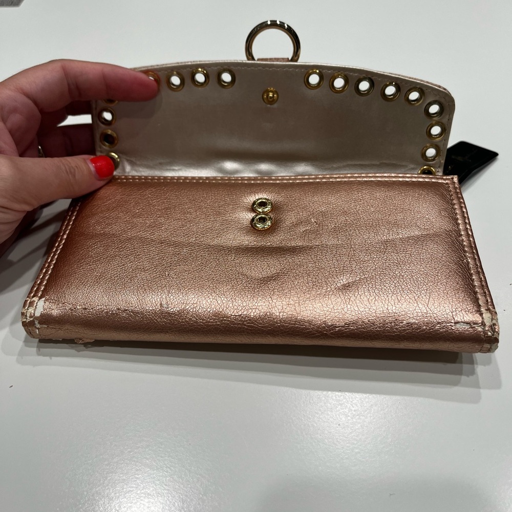 Mercer & Madison Blush Metallic Wallet Clutch with Gold Grommets - Picture 2 of 12